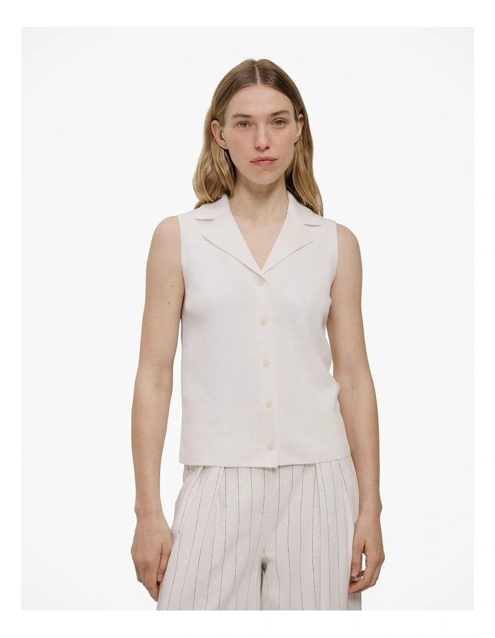 Cotton Cashmere Knit Vest in Parchment image 1