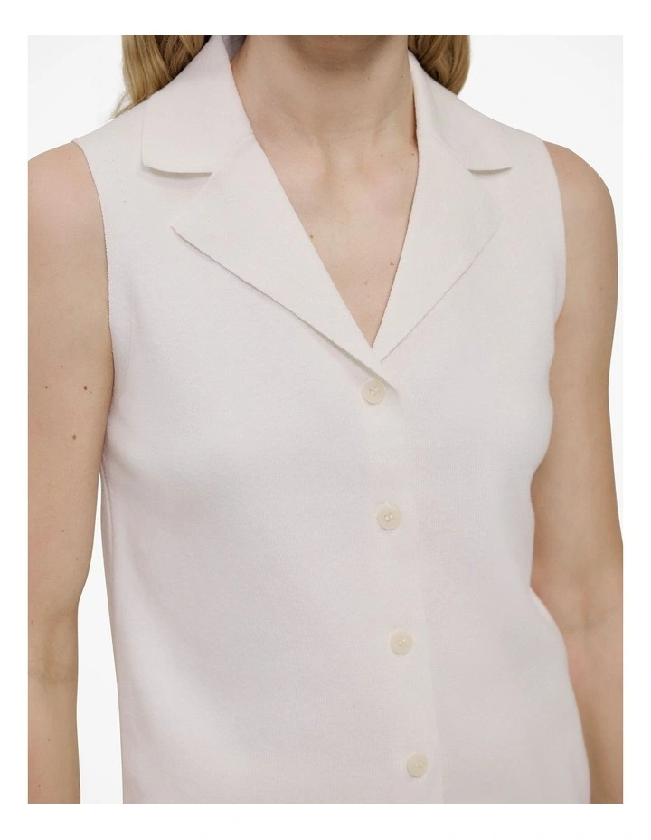 Cotton Cashmere Knit Vest in Parchment image 3