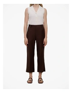 Stretch Linen Blend Cropped Pant in Coffee