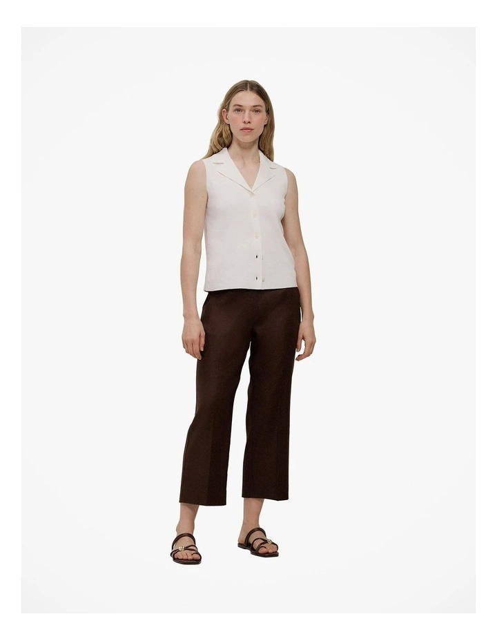 Stretch Linen Blend Cropped Pant in Coffee image 2