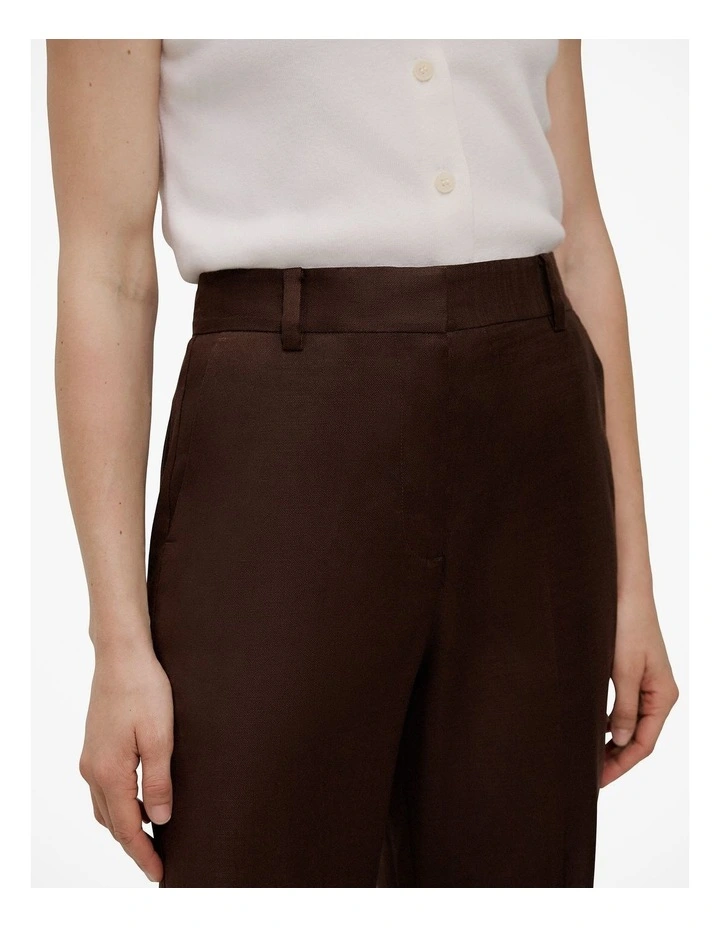 Stretch Linen Blend Cropped Pant in Coffee image 3