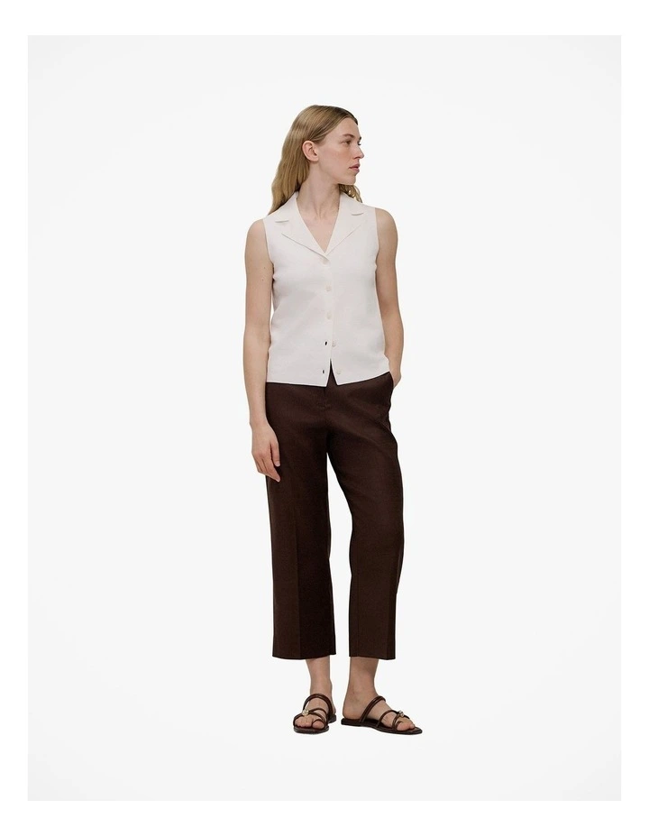 Stretch Linen Blend Cropped Pant in Coffee image 4