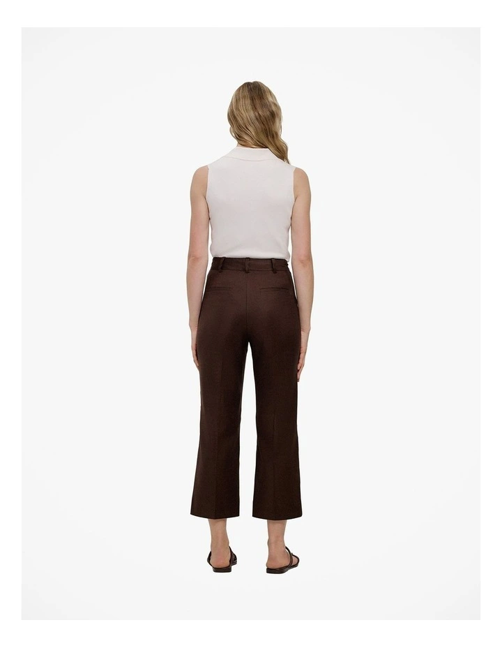 Stretch Linen Blend Cropped Pant in Coffee image 5