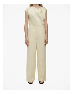 High Rise Tailored Wide Leg Pant in Faint Yellow