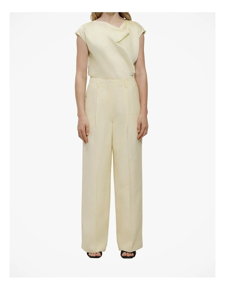 High Rise Tailored Wide Leg Pant in Faint Yellow image 1