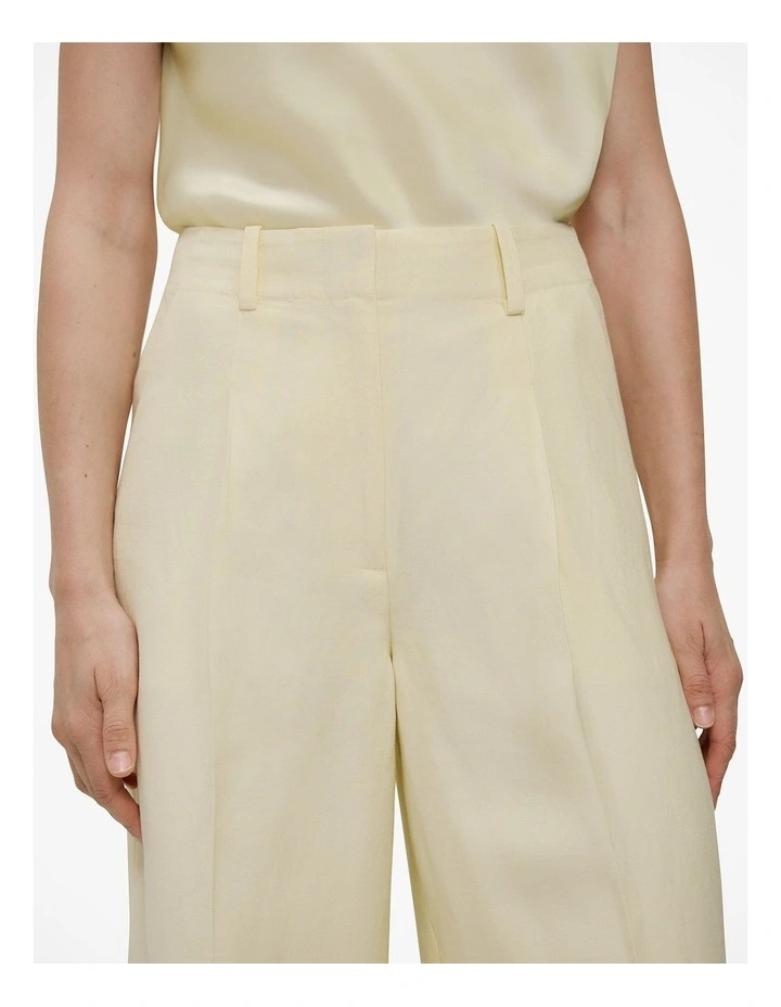 High Rise Tailored Wide Leg Pant in Faint Yellow image 4