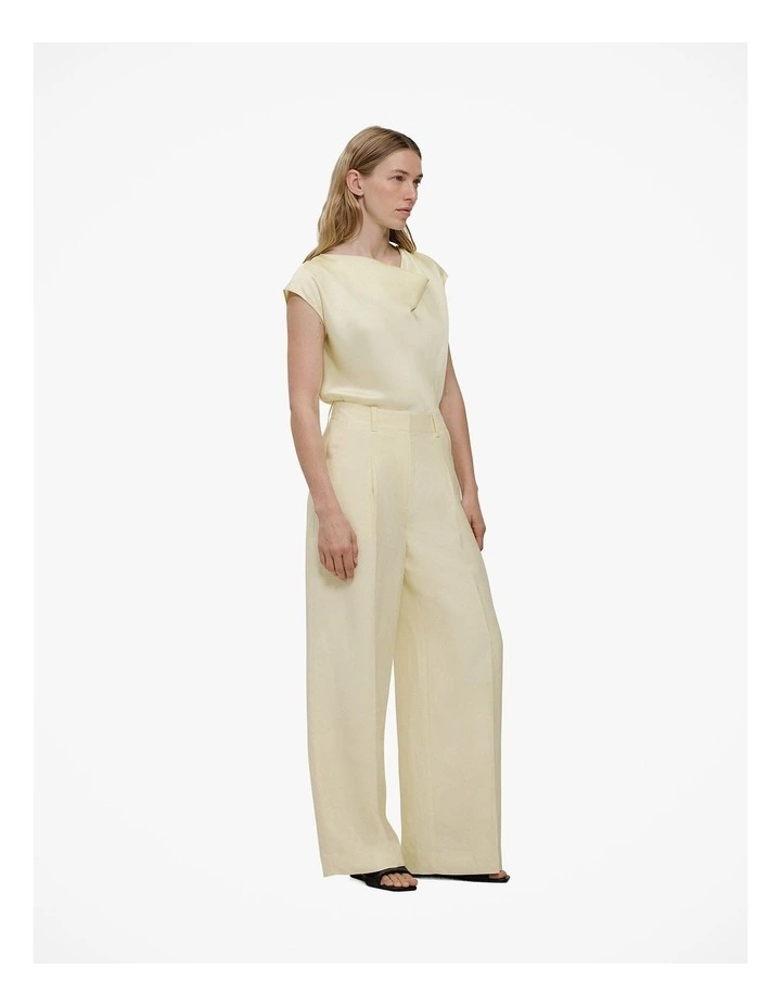 High Rise Tailored Wide Leg Pant in Faint Yellow image 5