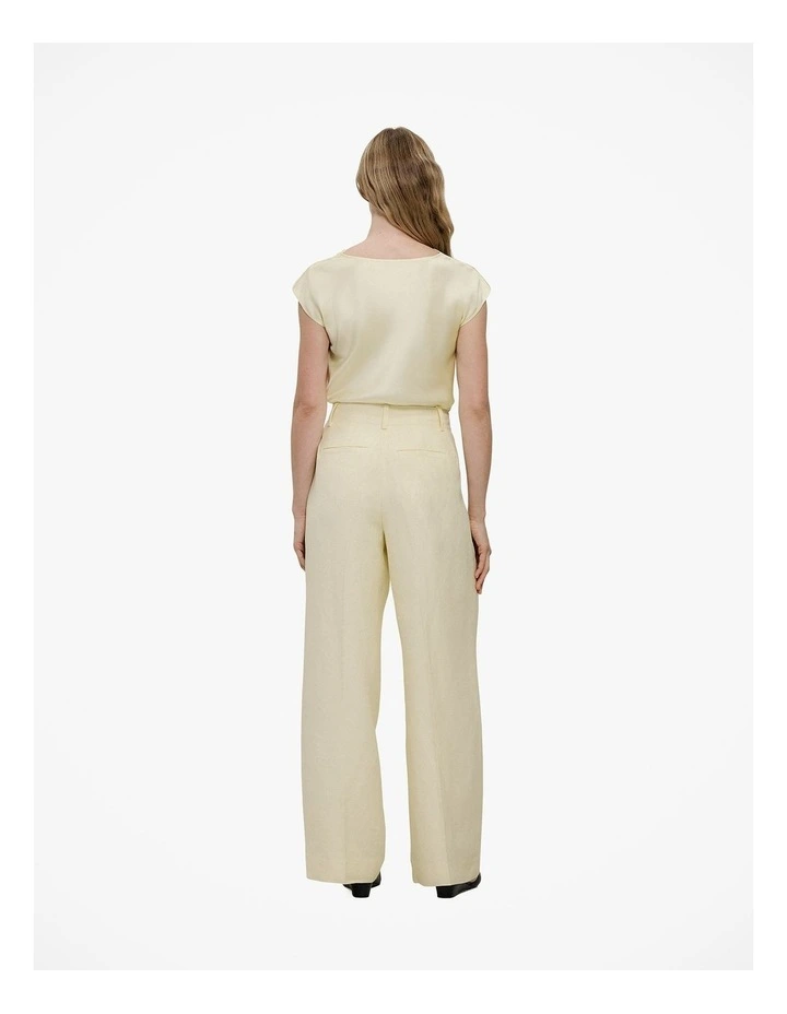 High Rise Tailored Wide Leg Pant in Faint Yellow image 6