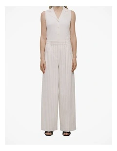 Linen Cotton Pinstripe Pant in Parchment