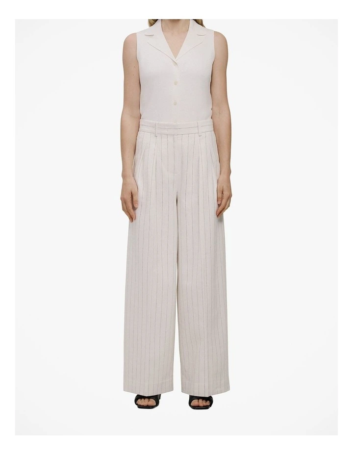Linen Cotton Pinstripe Pant in Parchment image 1