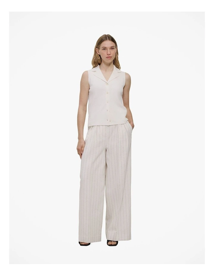 Linen Cotton Pinstripe Pant in Parchment image 3