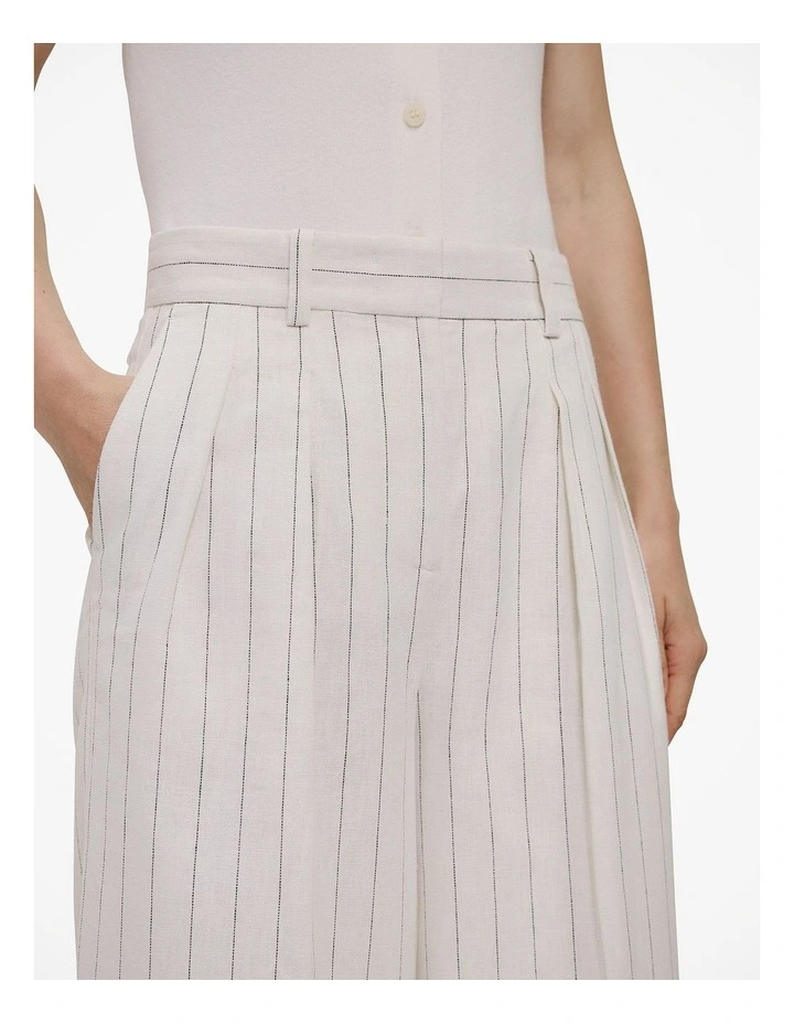 Linen Cotton Pinstripe Pant in Parchment image 4