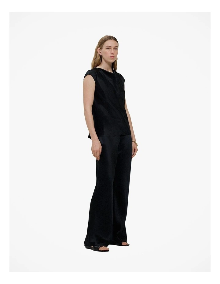 Satin Cowl Neck Blouse in Black image 5