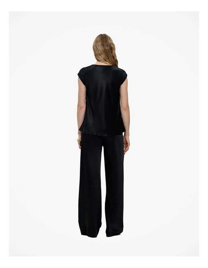 Satin Cowl Neck Blouse in Black image 6
