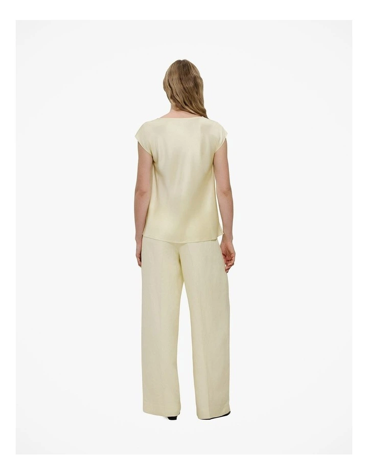 Satin Cowl Neck Blouse in Faint Yellow image 4