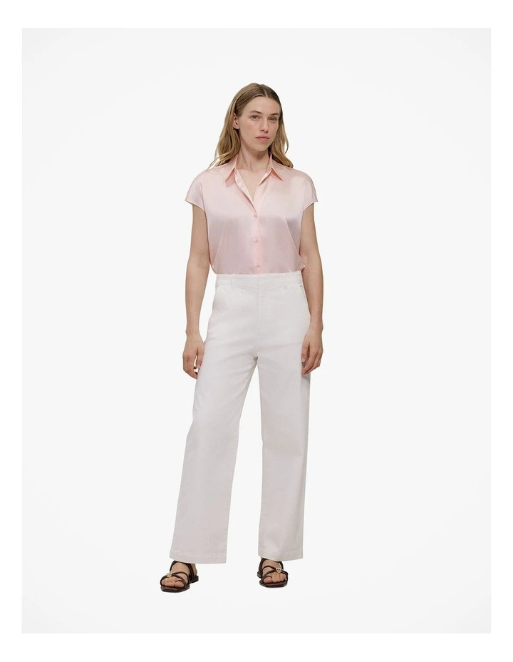 Silk Satin Cap Sleeve Shirt in Blossom Pink image 2