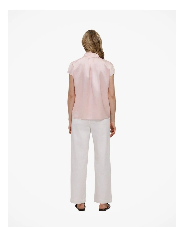Silk Satin Cap Sleeve Shirt in Blossom Pink image 4