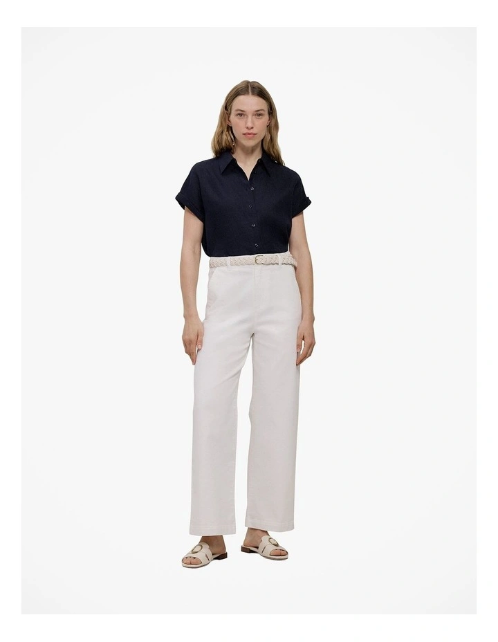 Linen Cap Sleeve Shirt in Night Sky image 2