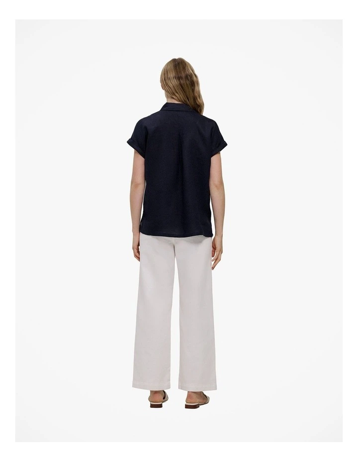 Linen Cap Sleeve Shirt in Night Sky image 4