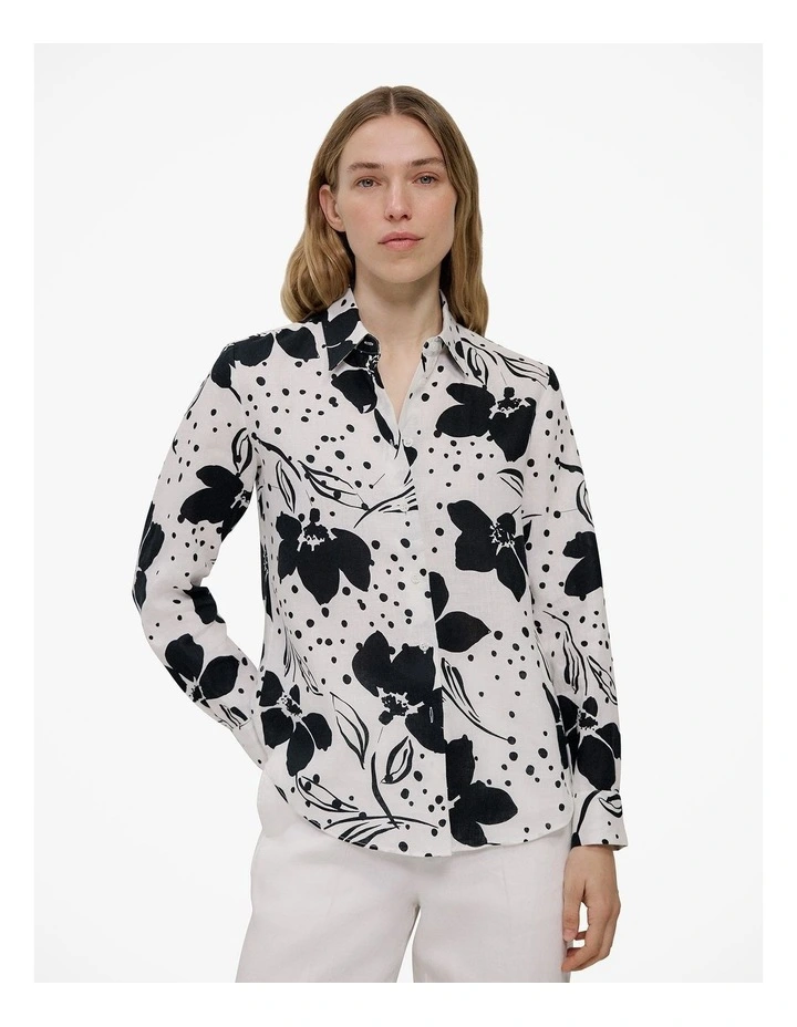 Etta Linen Long Sleeve Shirt in White image 1