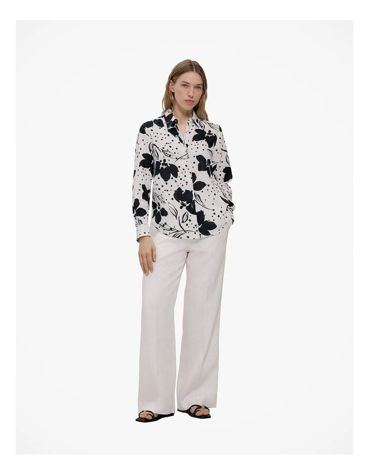 Etta Linen Long Sleeve Shirt in White image 2