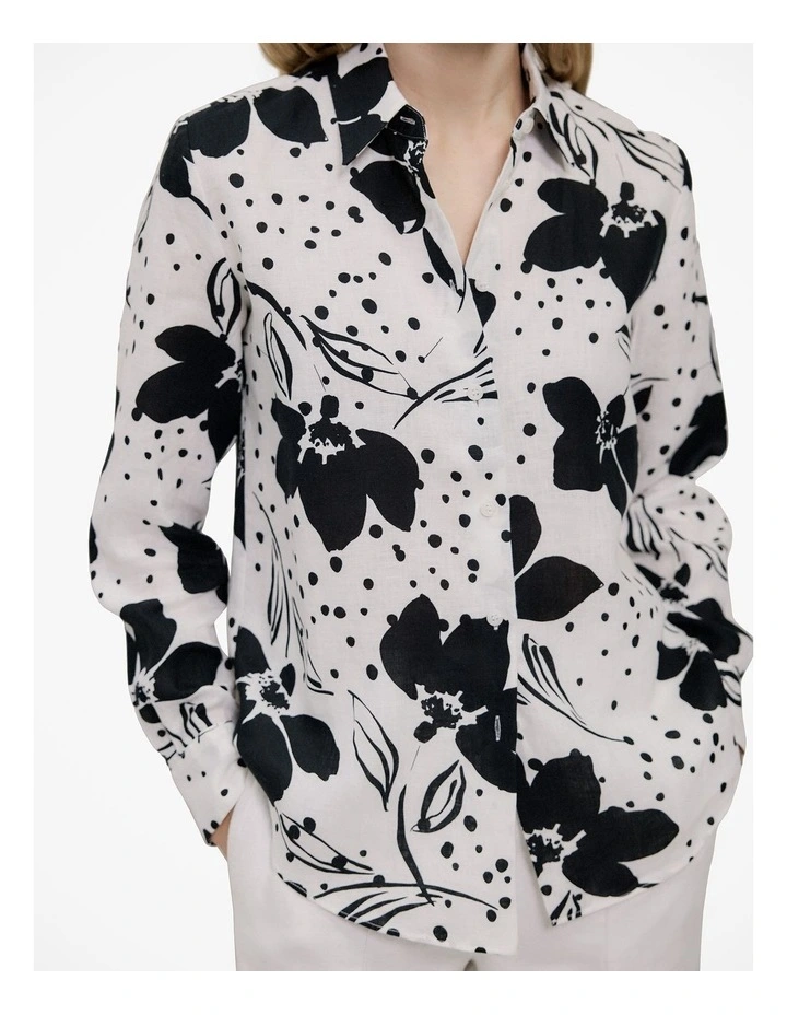 Etta Linen Long Sleeve Shirt in White image 3