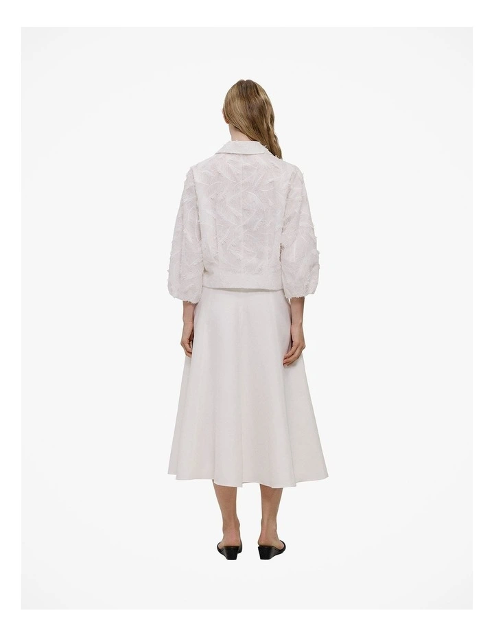 Embroidered Feather Detail Shirt in White image 6