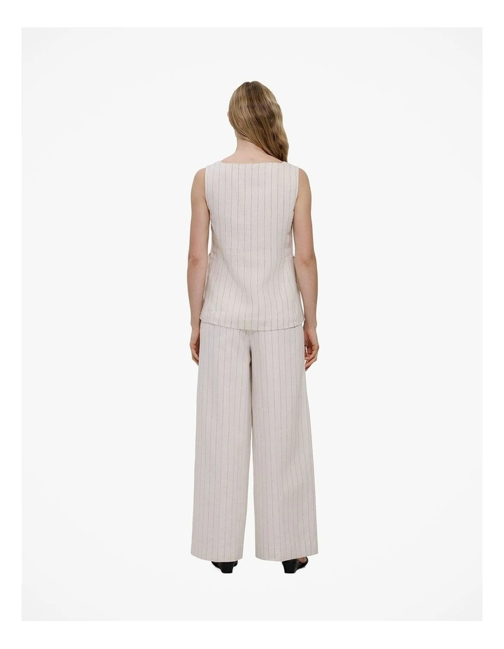 Linen Pinstripe Sleeveless Top in Parchment image 5