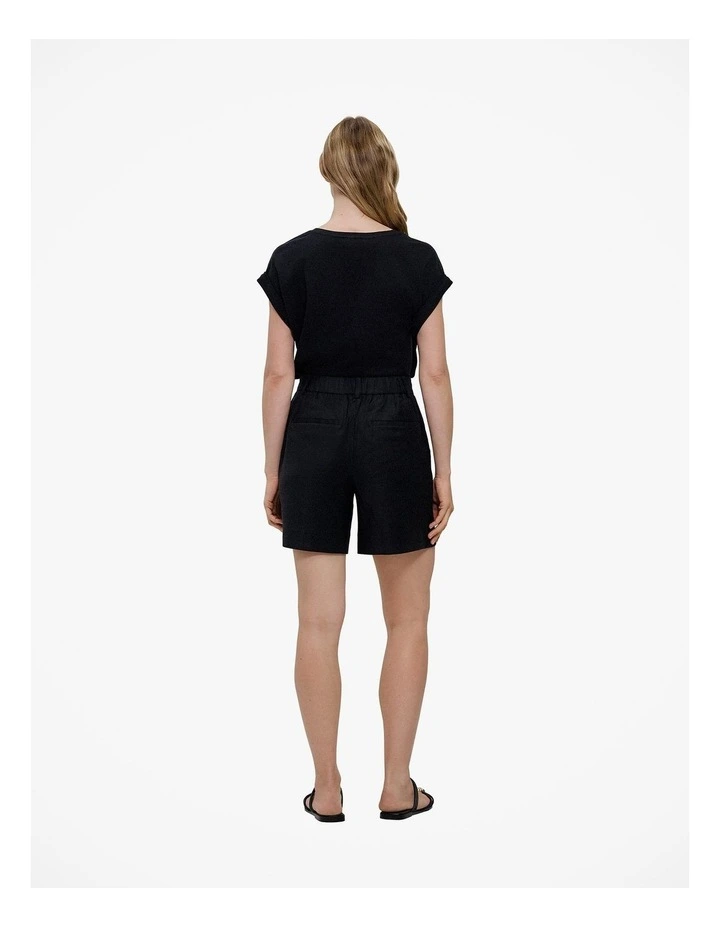 Stretch Linen Blend Short in Black image 5
