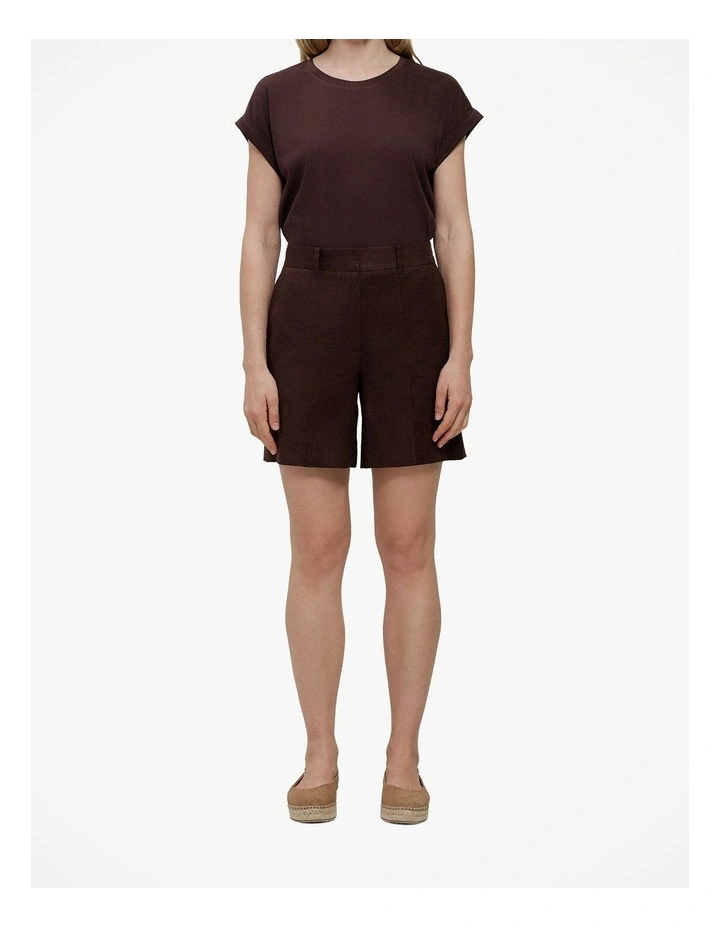 Stretch Linen Blend Short in Coffee image 1
