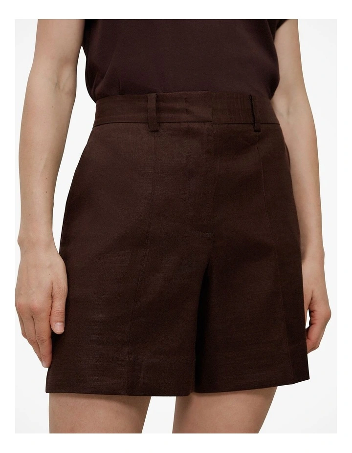 Stretch Linen Blend Short in Coffee image 3