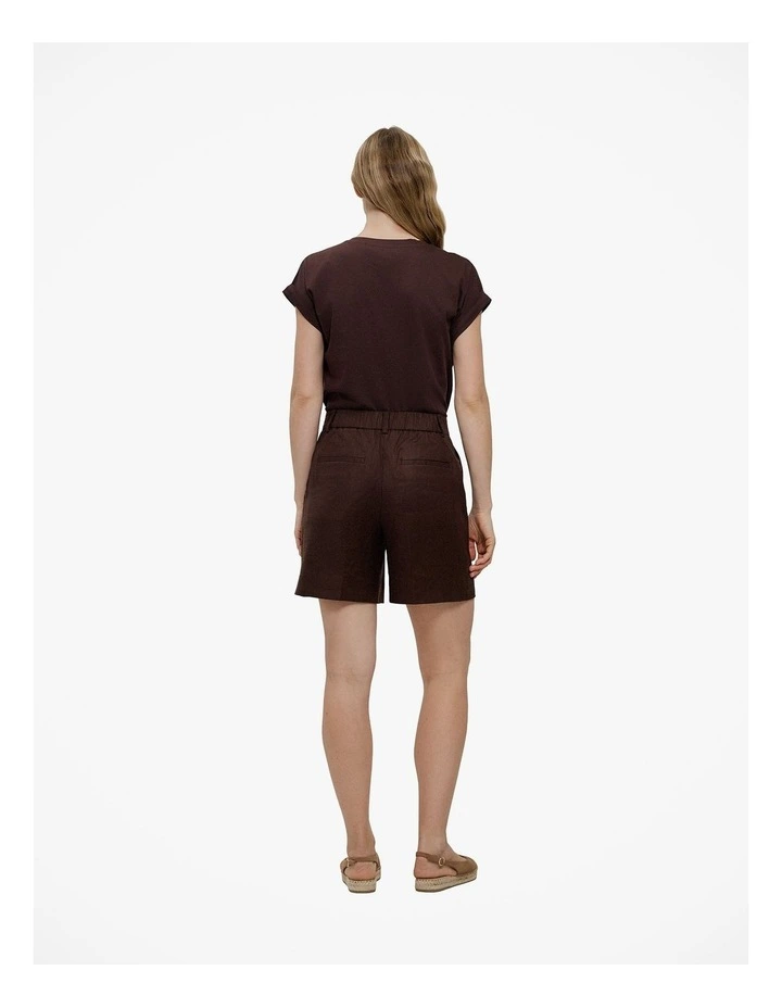 Stretch Linen Blend Short in Coffee image 4