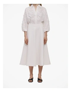 Textured Flare Midi Skirt in Parchment