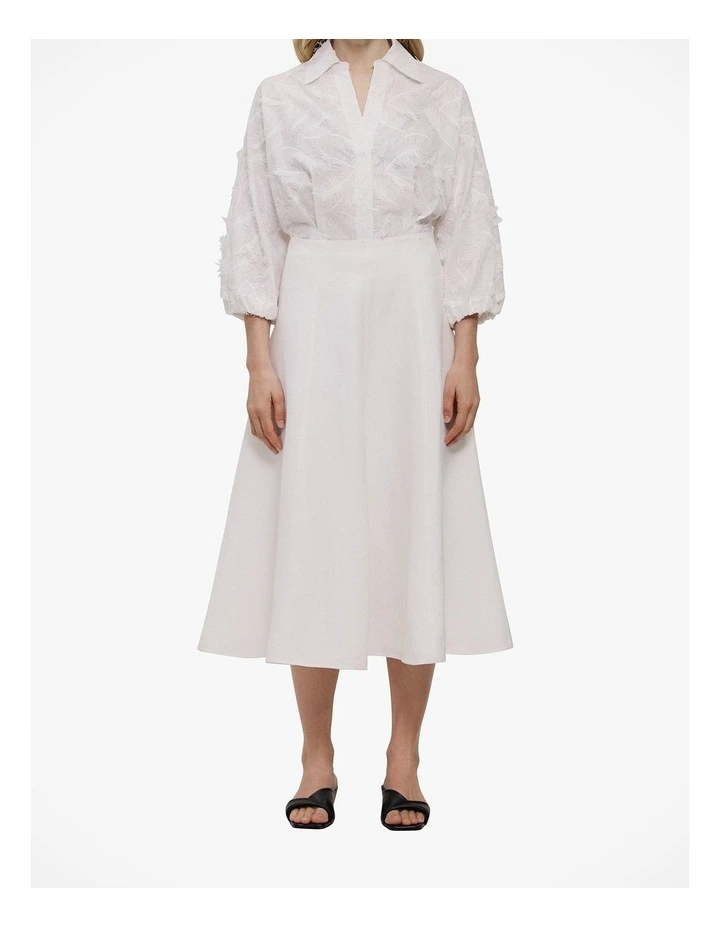 Textured Flare Midi Skirt in Parchment image 1