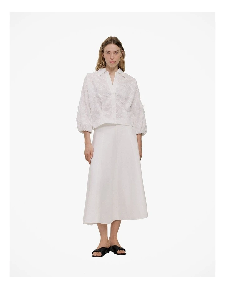 Textured Flare Midi Skirt in Parchment image 3