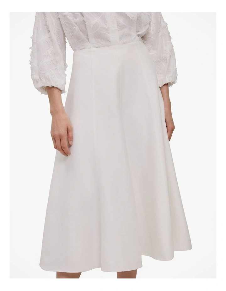 Textured Flare Midi Skirt in Parchment image 4