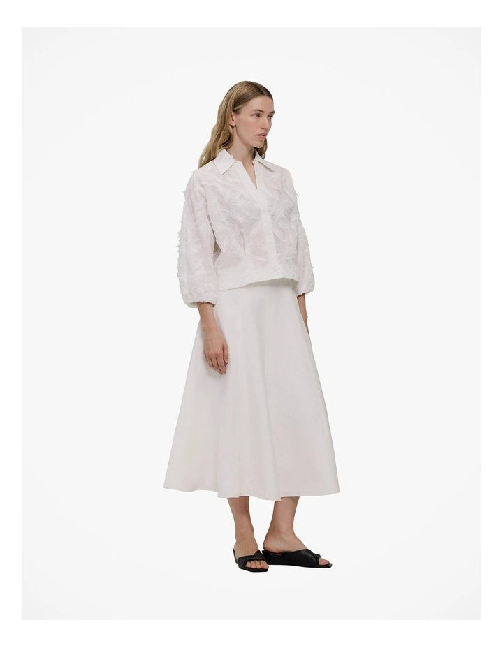 Textured Flare Midi Skirt in Parchment image 5
