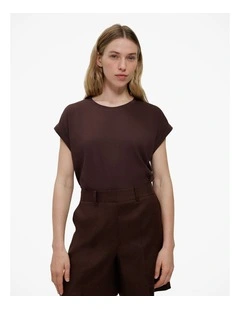 Australian Cotton Cuff Sleeve T-shirt in Coffee