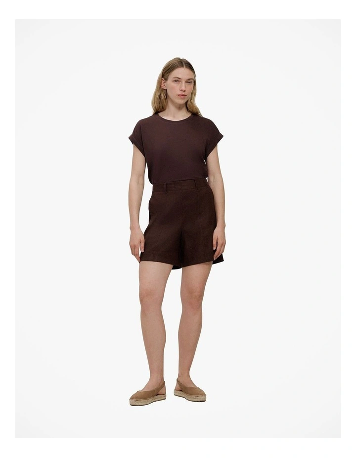 Australian Cotton Cuff Sleeve T-shirt in Coffee image 2
