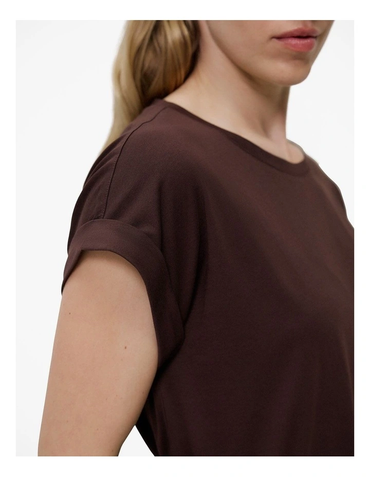 Australian Cotton Cuff Sleeve T-shirt in Coffee image 3