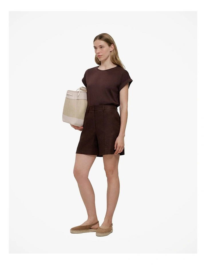 Australian Cotton Cuff Sleeve T-shirt in Coffee image 4