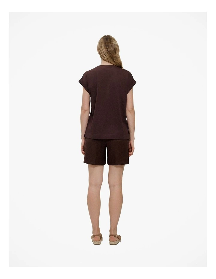 Australian Cotton Cuff Sleeve T-shirt in Coffee image 5