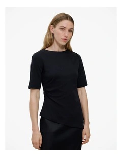 Modal Cotton Asymmetric T-shirt in Black