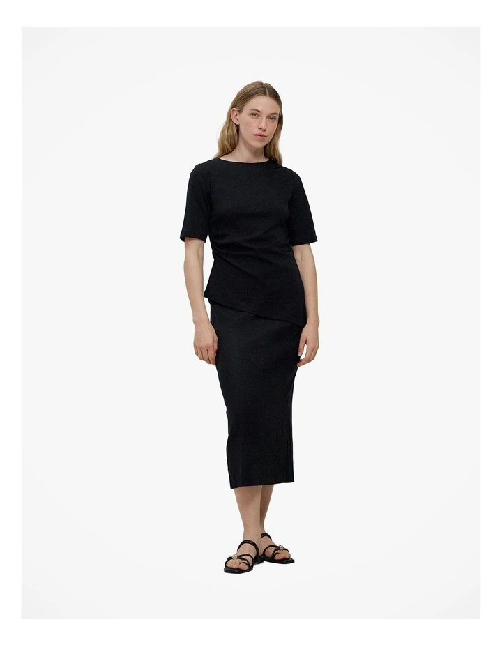 Modal Cotton Asymmetric T-shirt in Black image 2