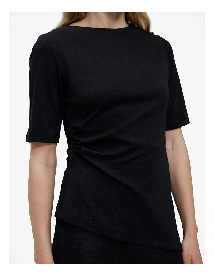 Modal Cotton Asymmetric T-shirt in Black image 3