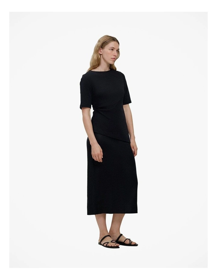 Modal Cotton Asymmetric T-shirt in Black image 4