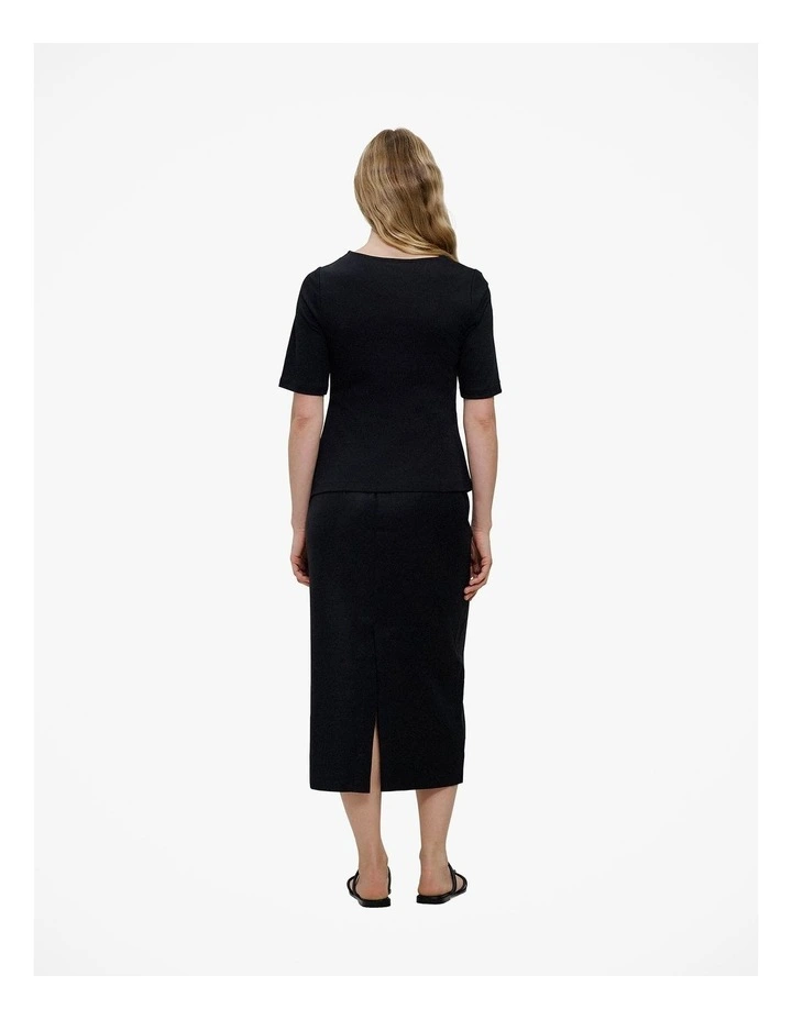 Modal Cotton Asymmetric T-shirt in Black image 5