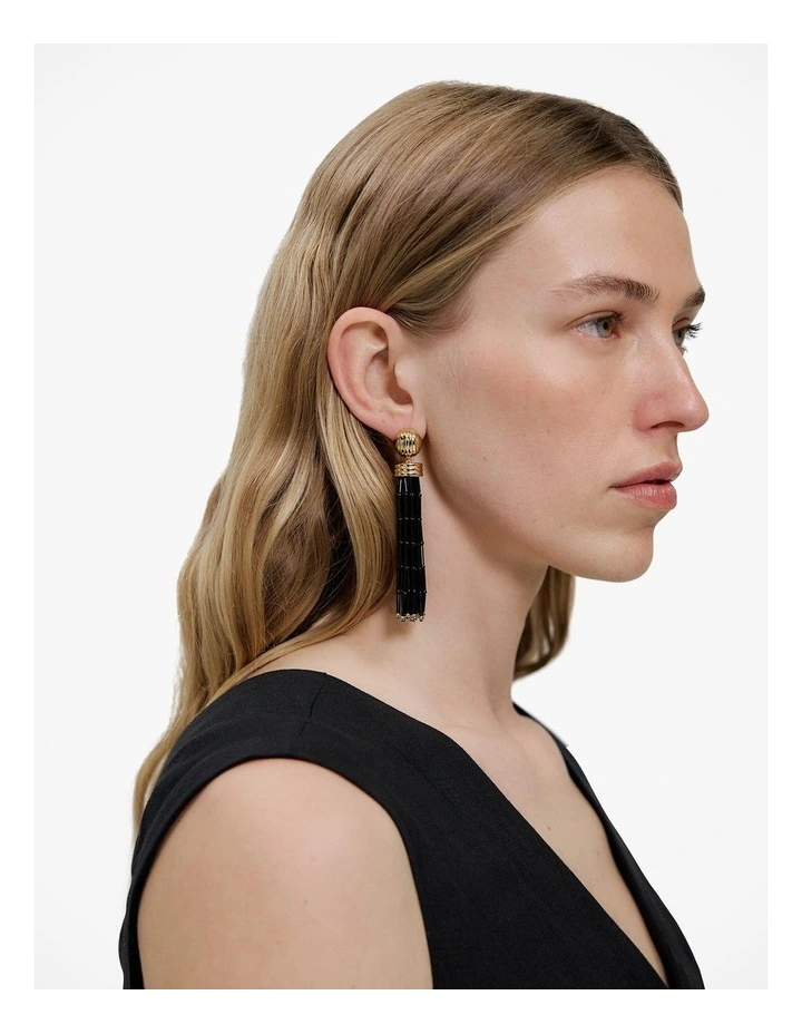 Selin Drop Earrings in Black image 2