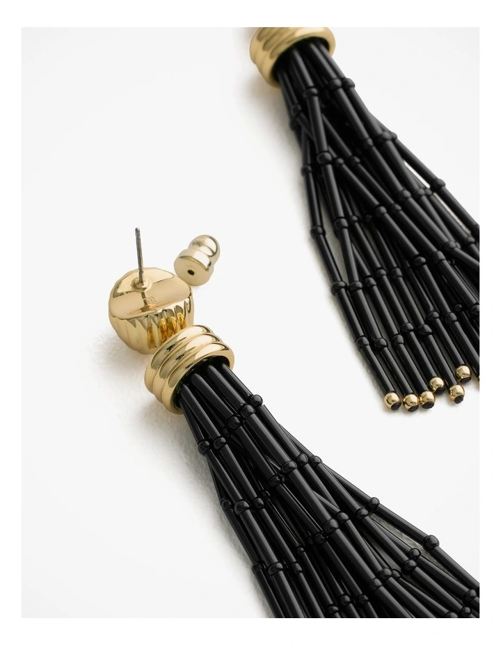 Selin Drop Earrings in Black image 3