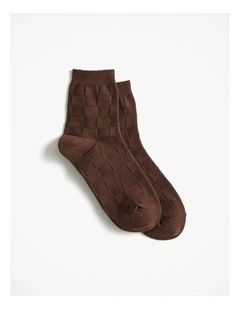 Jacquard Lattice Sock in Coffee